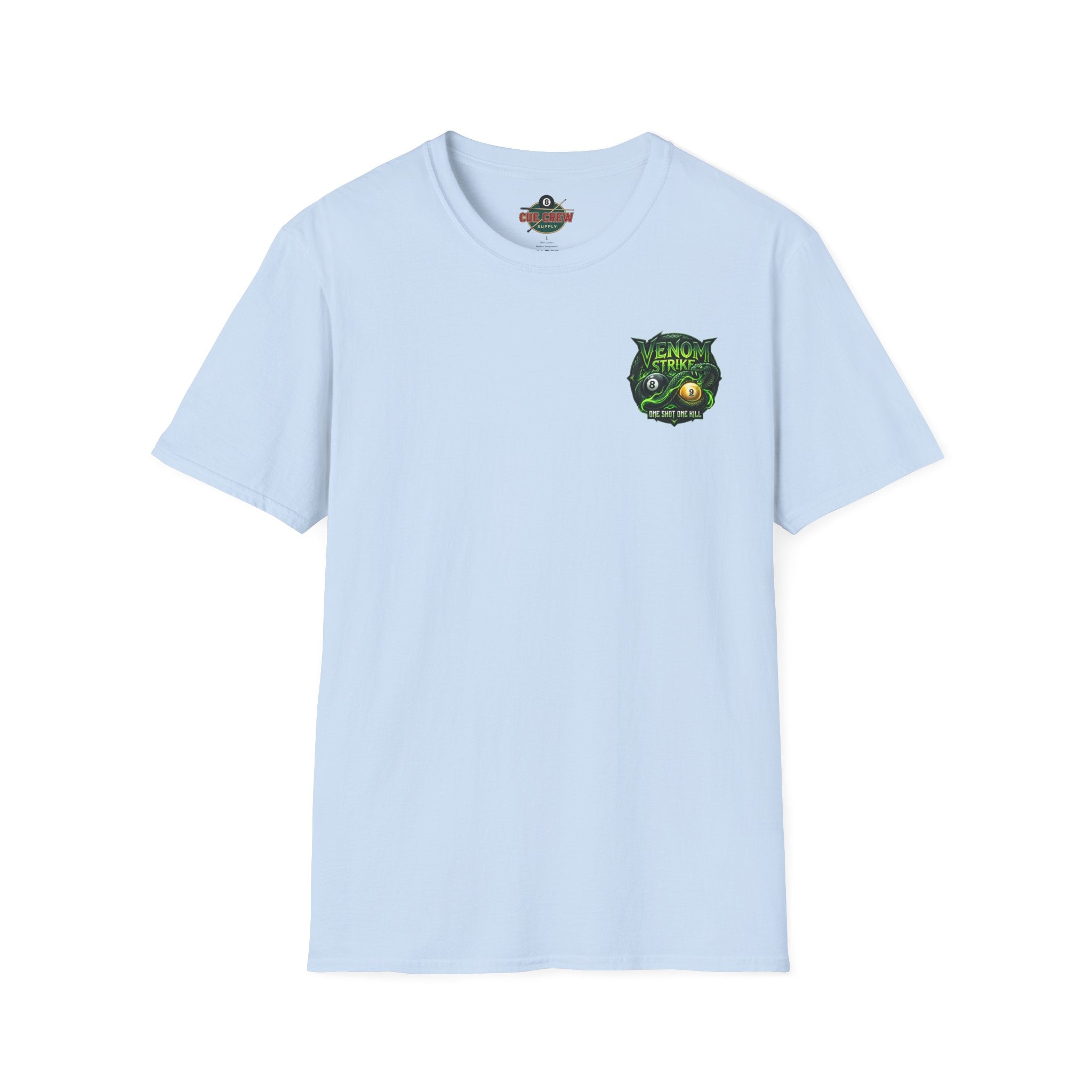 Venom Strike Snake Billiards T-Shirt | One Shot One Kill Pool Player Graphic Tee | Front & Back Print