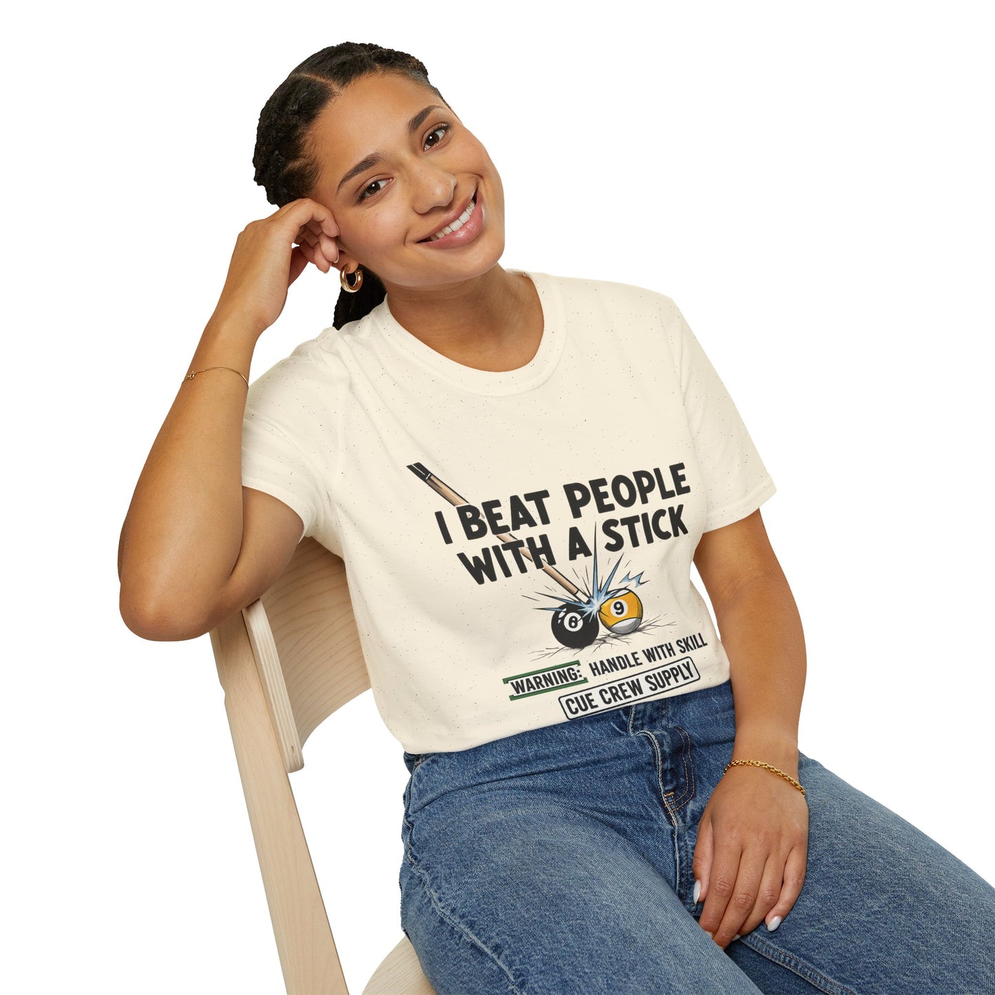 I Beat People With A Stick Funny Billiards Core Line Gildan Tee