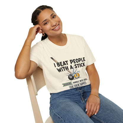 I Beat People With A Stick Funny Billiards Core Line Gildan Tee