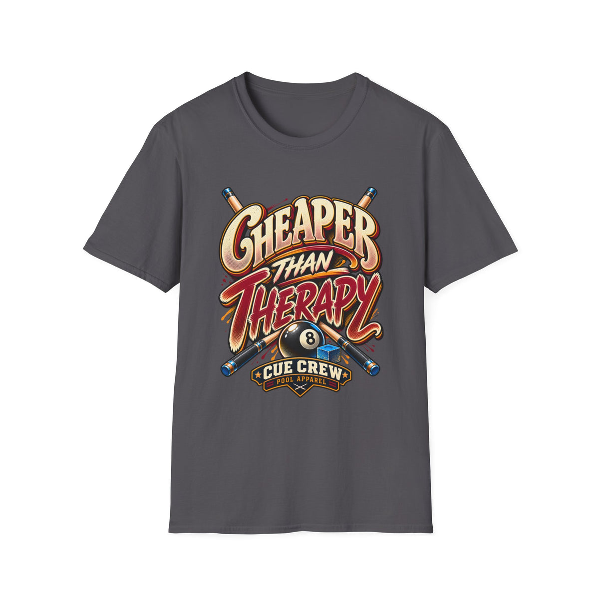 Cheaper Than Therapy Funny Pool Player T-Shirt | Essentials Series | CCS-EST-008