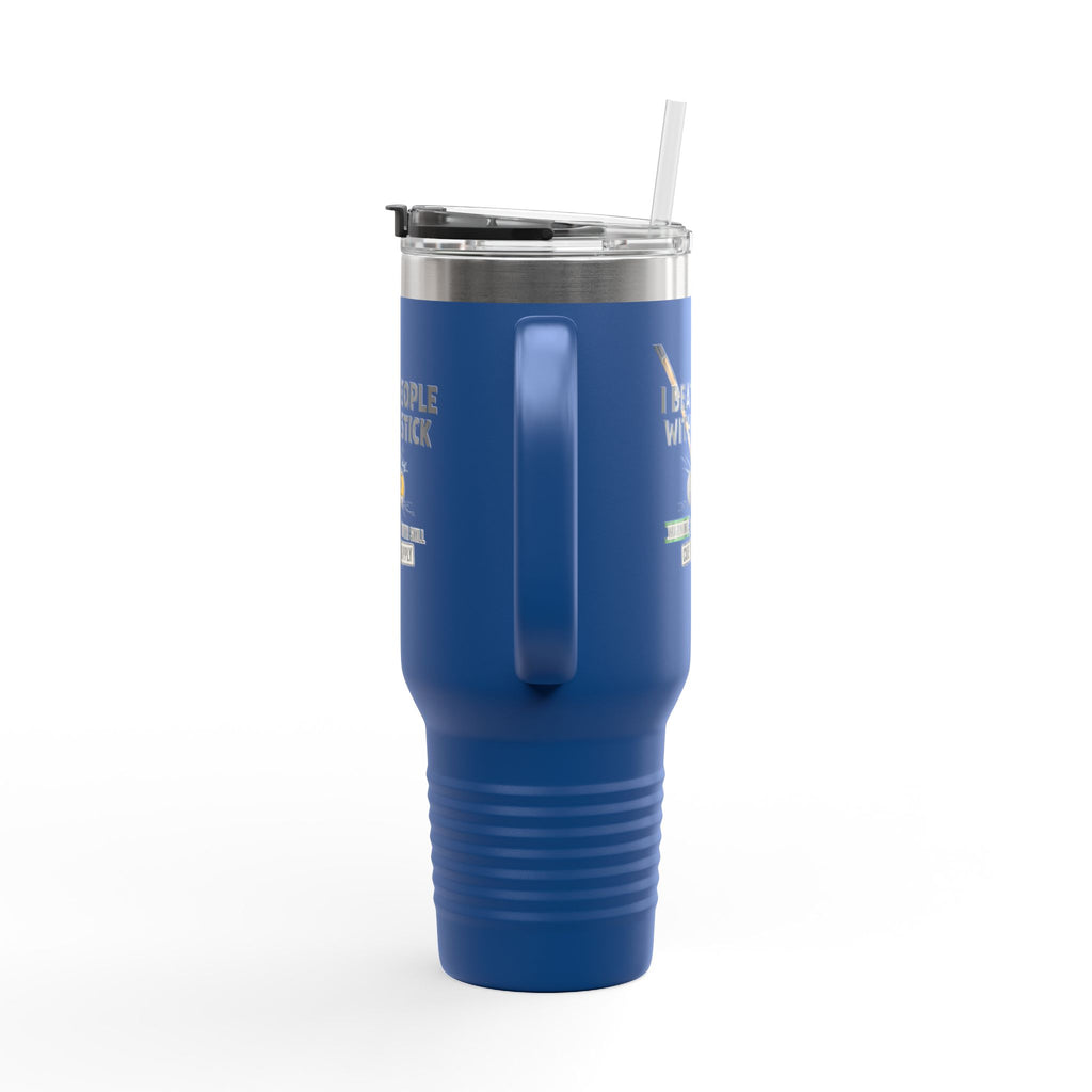 I Beat People With a Stick” Billiards Cue Crew Funny 40 oz. Tumbler