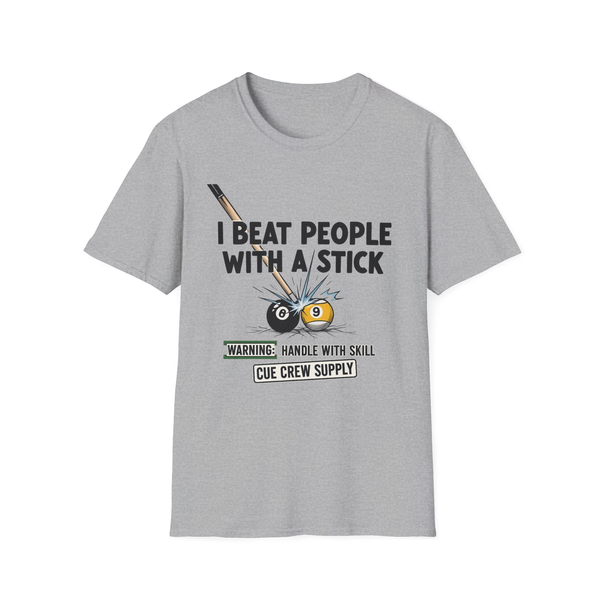 I Beat People With A Stick Funny Billiards Core Line Gildan Tee