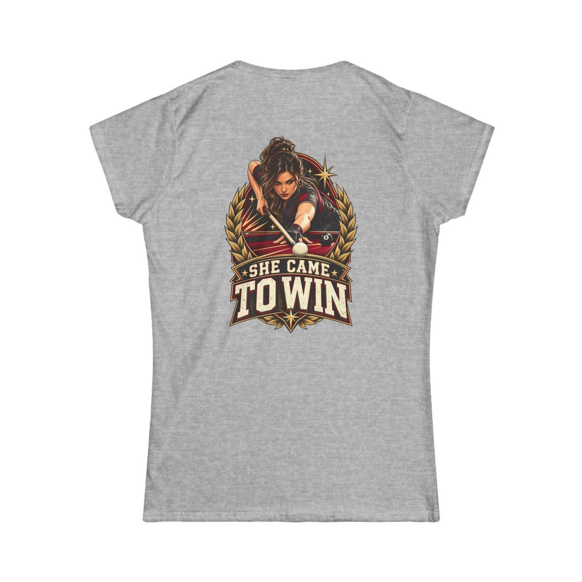 She Came To Win Women’s Billiards T-Shirt – Front & Back Pool Tee