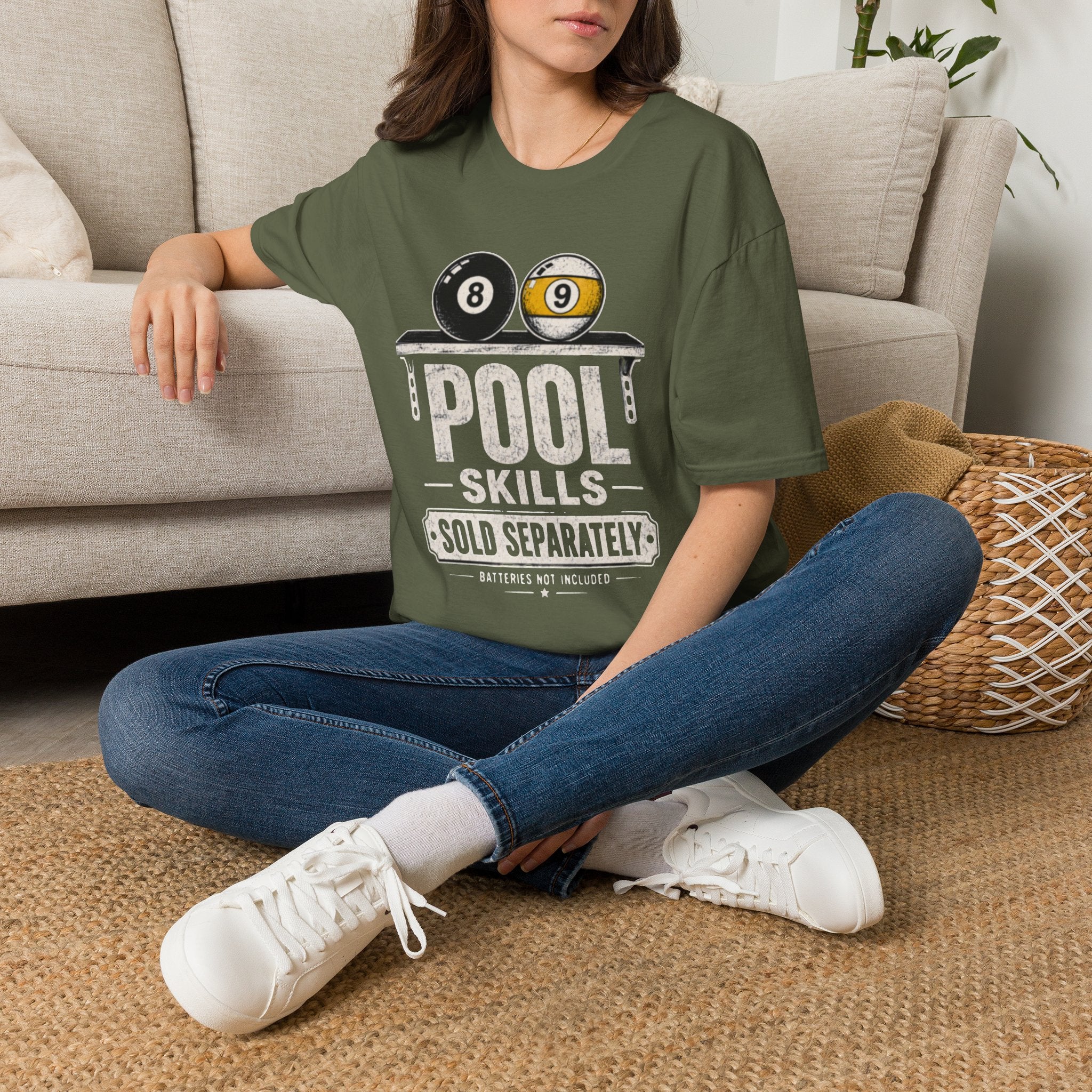 Pool Skills Sold Separately Funny Billiards T-Shirt | Front Print Only | 8 Ball & 9 Ball Graphic Unisex Tee