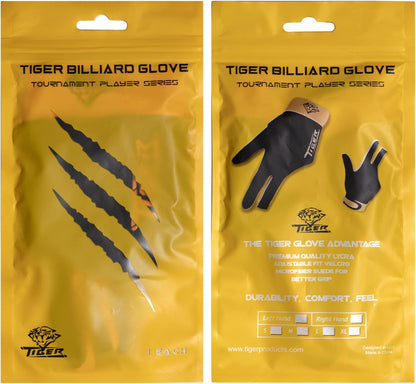 Tiger Billiard Pool Cue Glove - for Left Hand (Right-Handed Player)