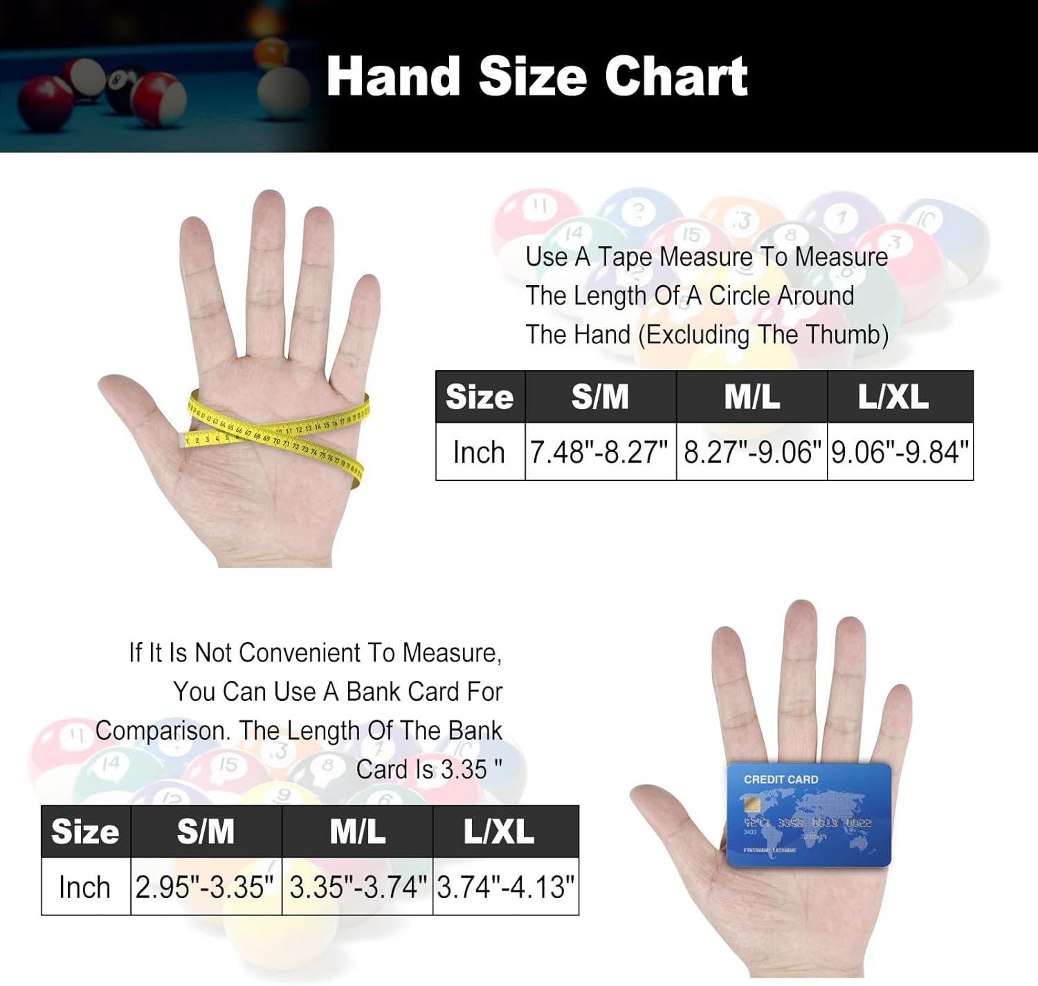 Billiard Pool Gloves for Left Hand 3 Finger, Splicing Process, Snooker Cue Sport Glove Popular Sizes for Men & Women