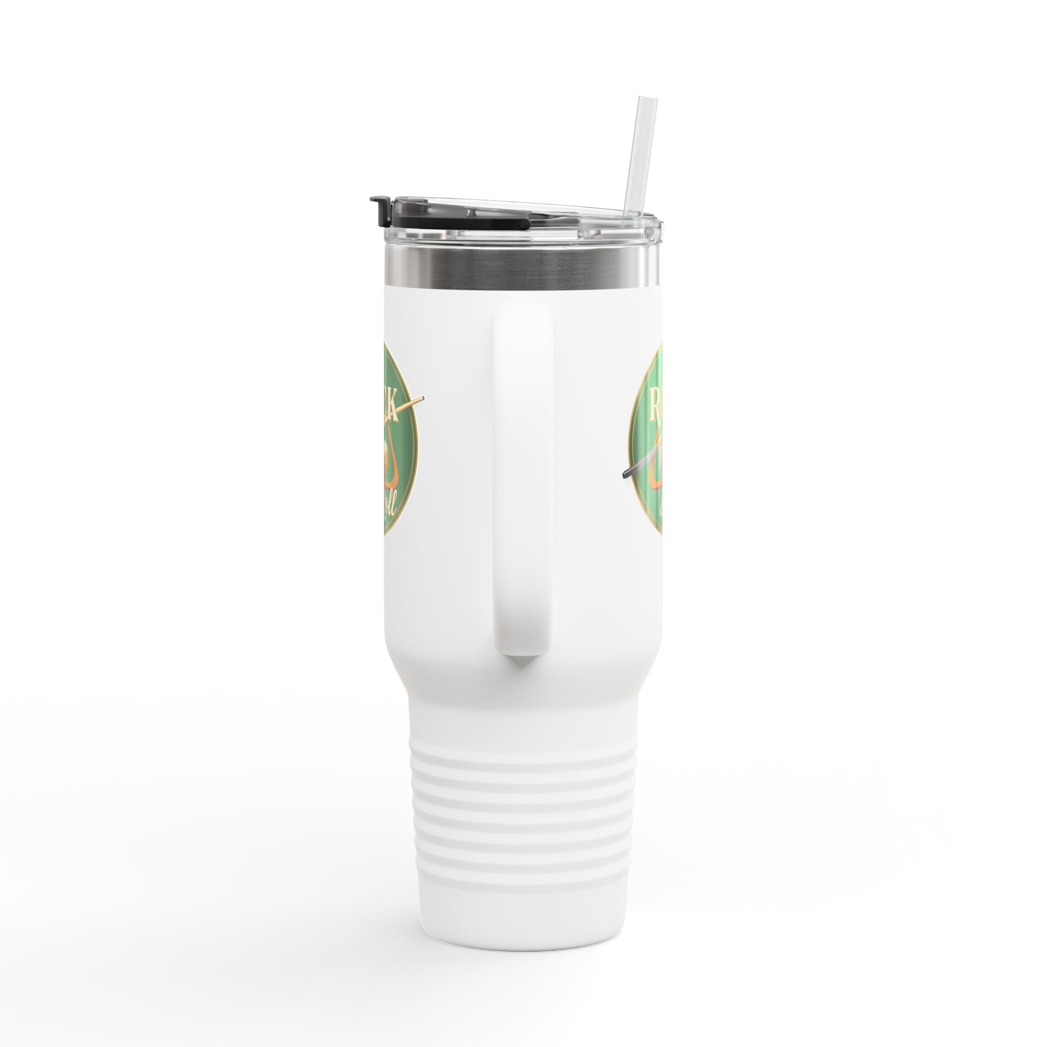Rack & Roll Billiards Pool Cue Logo 40oz Insulated Travel Mug