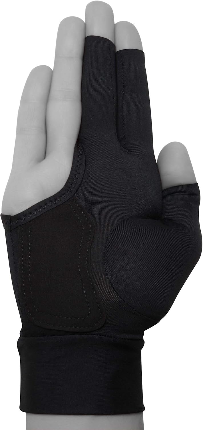 Longoni Black Fire 2.0 Billiard Pool CUE Glove - for Left or Right Hand - Black