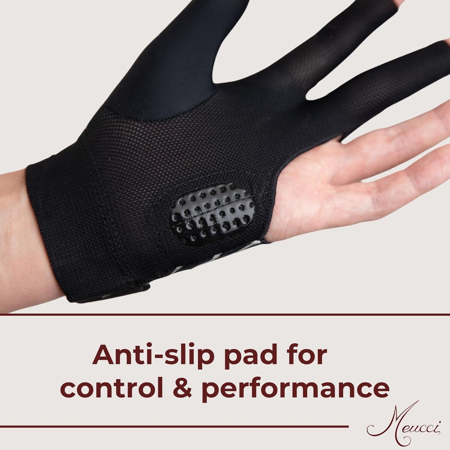 Meucci Elite Stroke Billiards Glove - Pool Glove with Anti-Slip Padding for Secure Grip and Smooth Stroke
