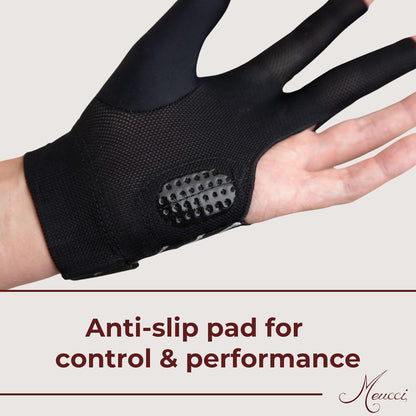 Meucci Elite Stroke Billiards Glove - Pool Glove with Anti-Slip Padding for Secure Grip and Smooth Stroke