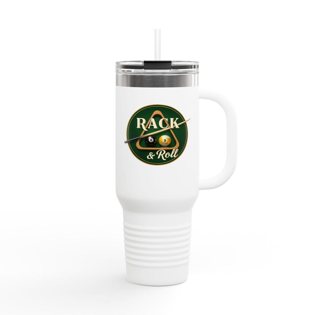 Rack & Roll Billiards Pool Cue Logo 40oz Insulated Travel Mug