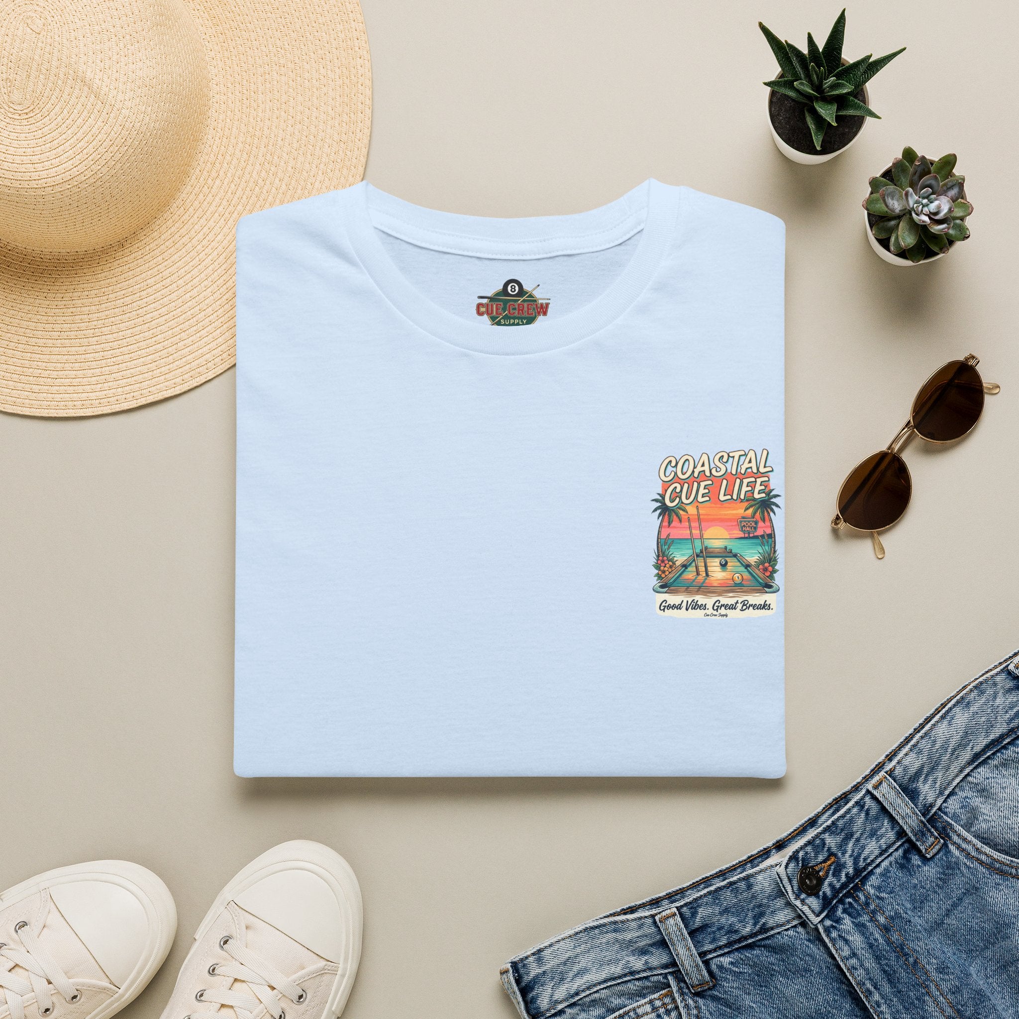 Coastal Cue Life Pool Player T-Shirt | Beach Billiards Graphic Tee | Unisex Softstyle Tee