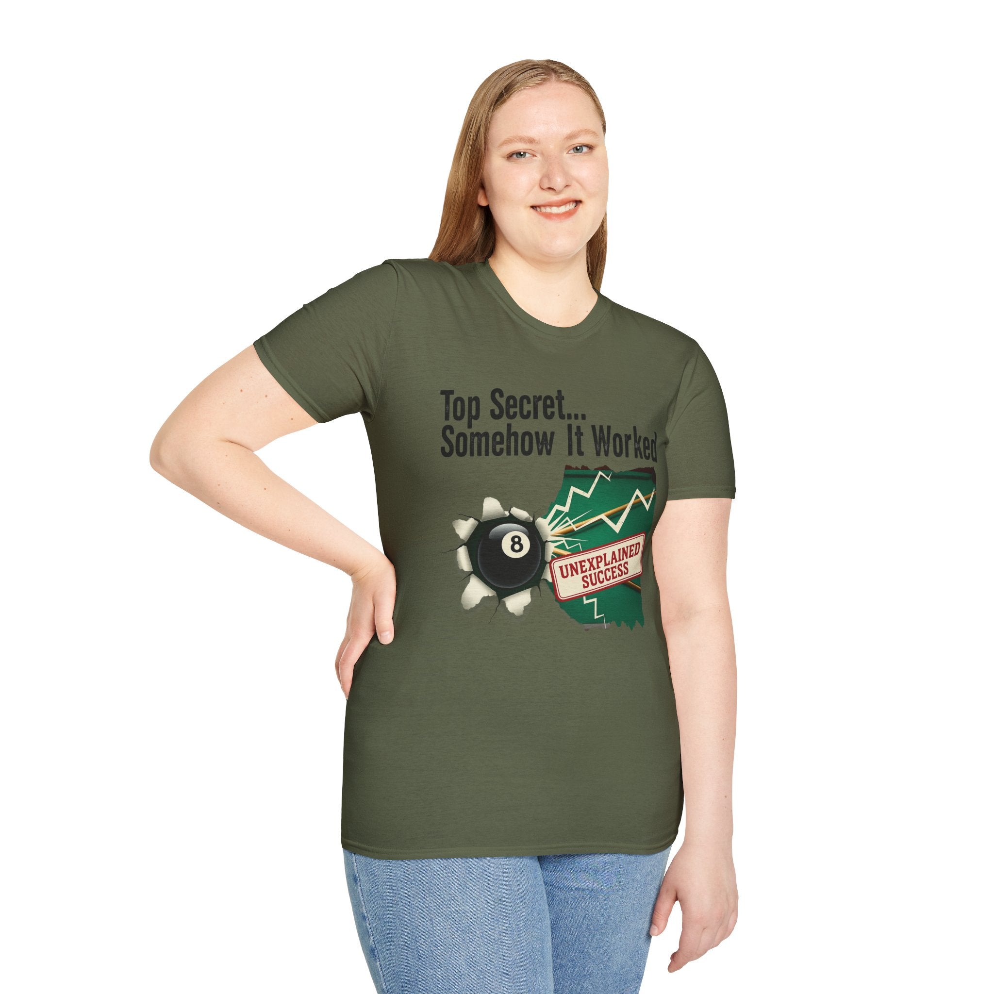 Top Secret… Somehow It Worked - Unexplained Core Line Billiards Gildan Tee