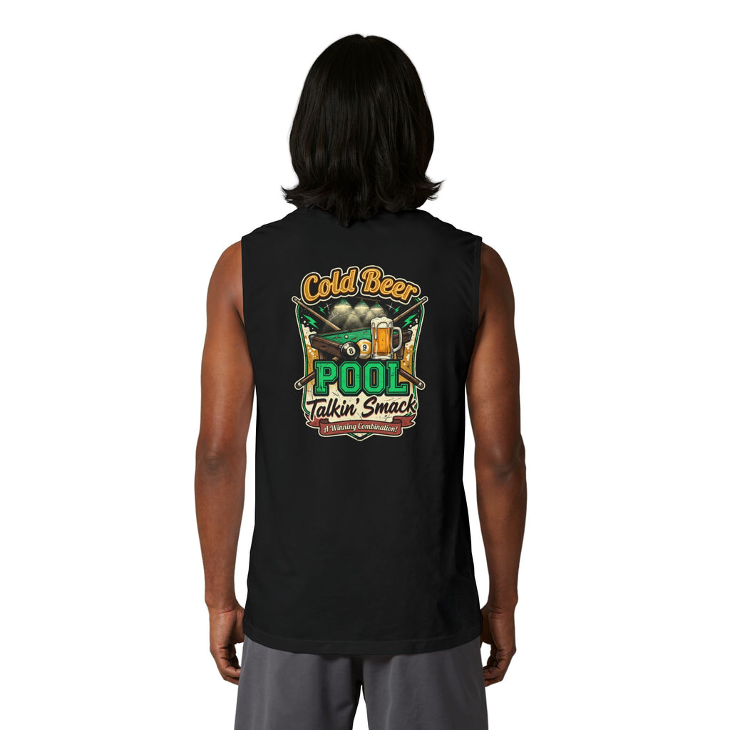 Cold Beer Pool Talkin' Smack Billiards Muscle Tank | Funny Pool Player Sleeveless Shirt | Unisex Cue Crew Supply