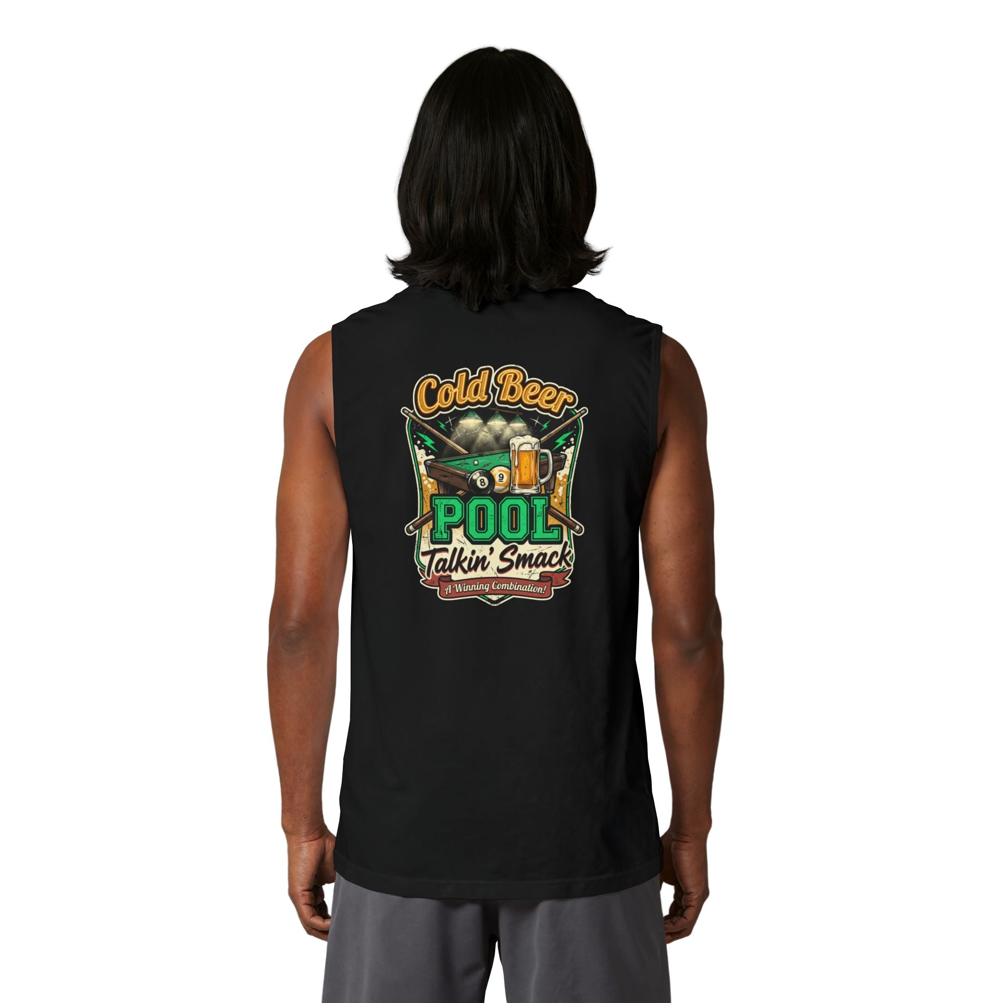 Cold Beer Pool Talkin' Smack Billiards Muscle Tank | Funny Pool Player Sleeveless Shirt | Unisex Cue Crew Supply