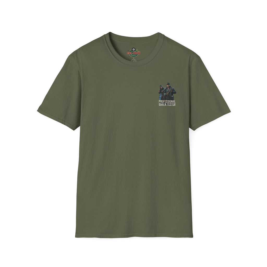 Professional Chalk Tester Funny Billiards T-Shirt – Pool Player Graphic Tee | Front & Back Print