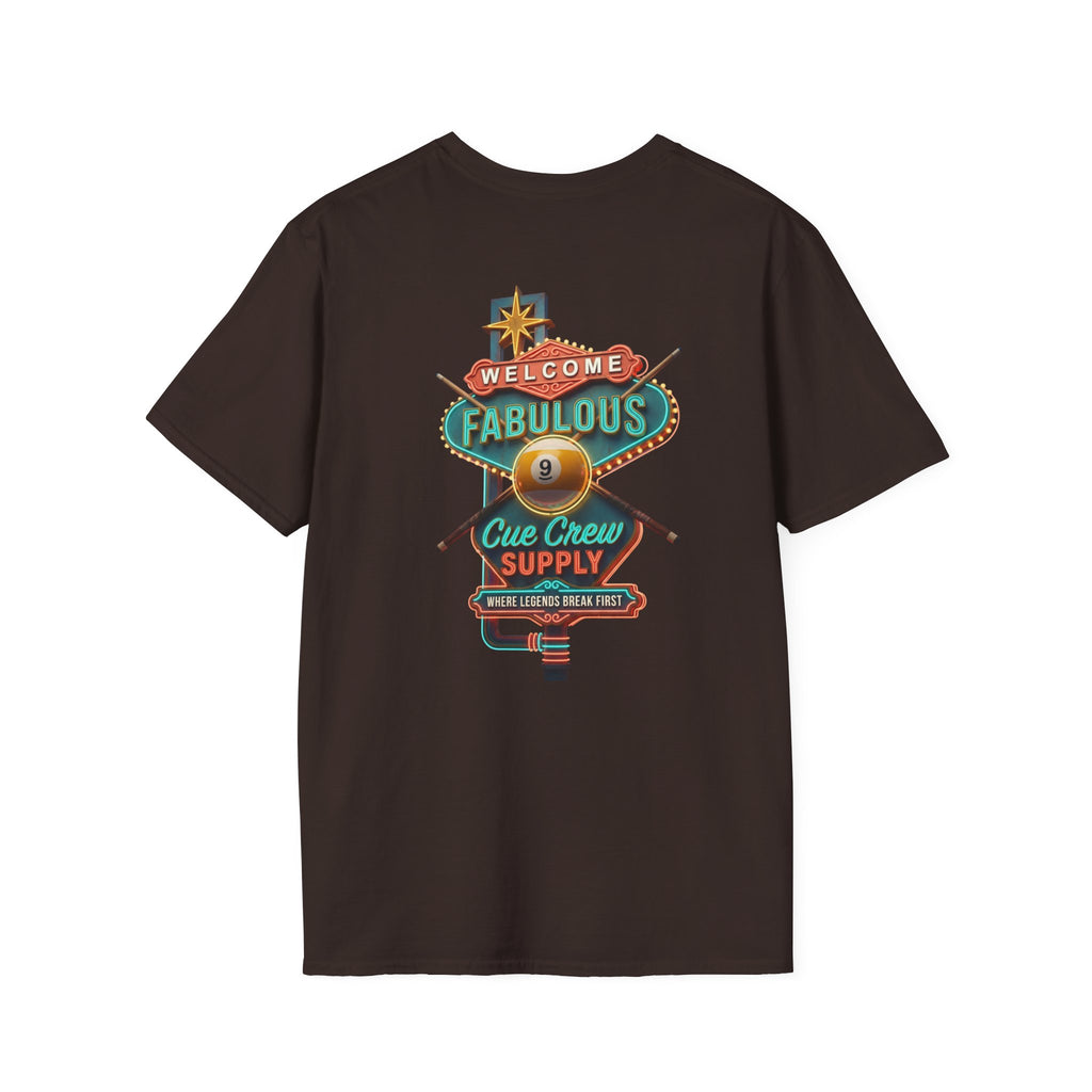 Welcome to Fabulous Cue Crew Supply Billiards T-Shirt | Las Vegas Pool Player Graphic Tee | Front & Back Print