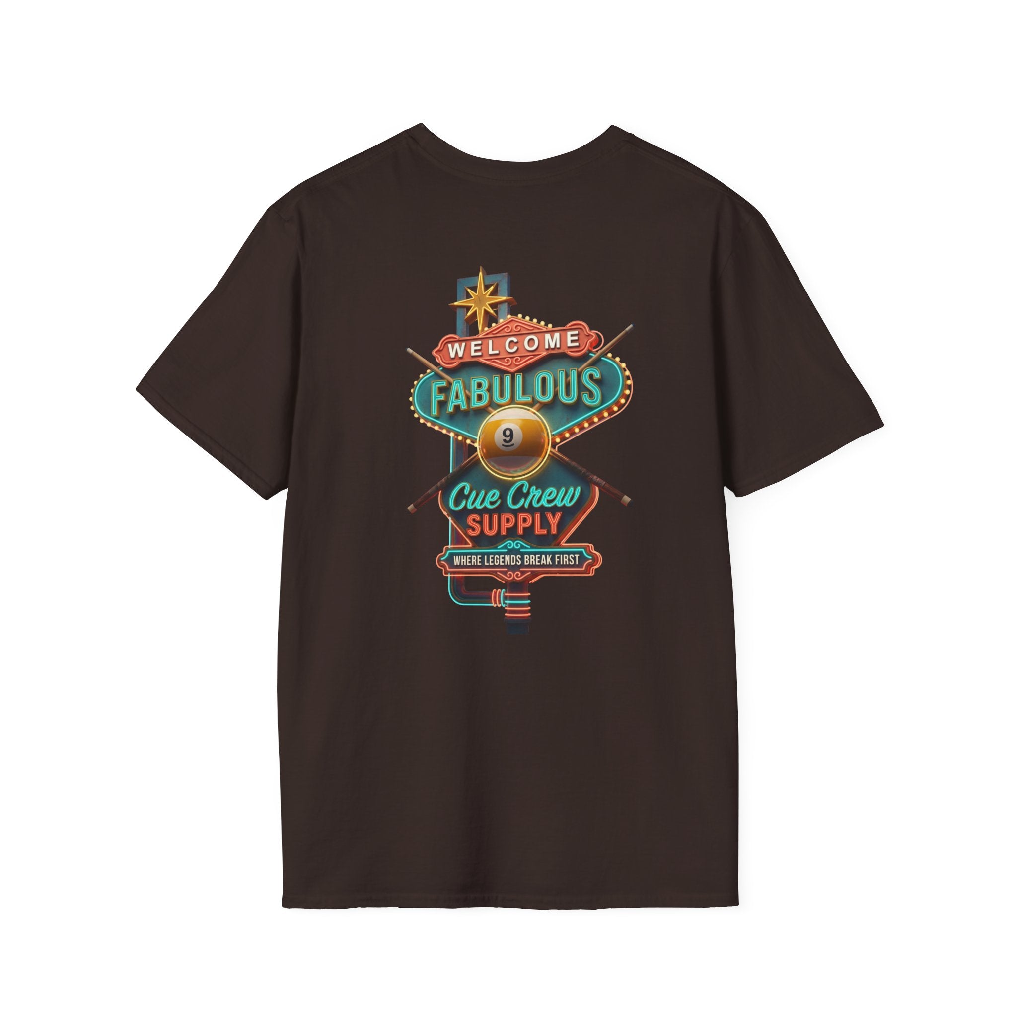 Welcome to Fabulous Cue Crew Supply Billiards T-Shirt | Las Vegas Pool Player Graphic Tee | Front & Back Print