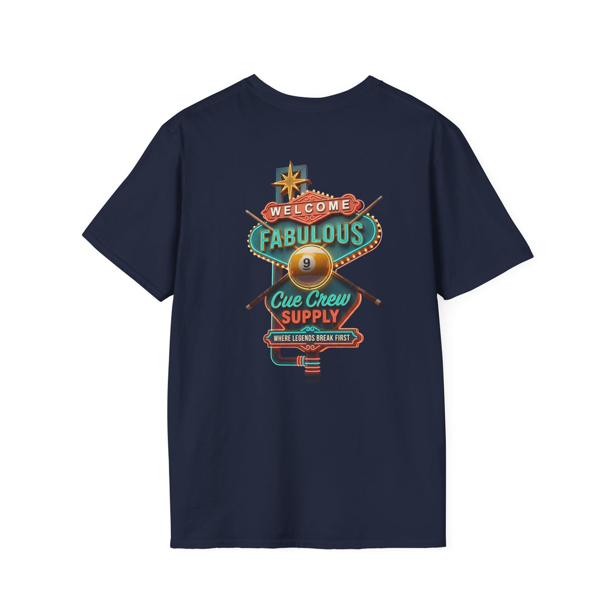 Welcome to Fabulous Cue Crew Supply Billiards T-Shirt | Las Vegas Pool Player Graphic Tee | Front & Back Print