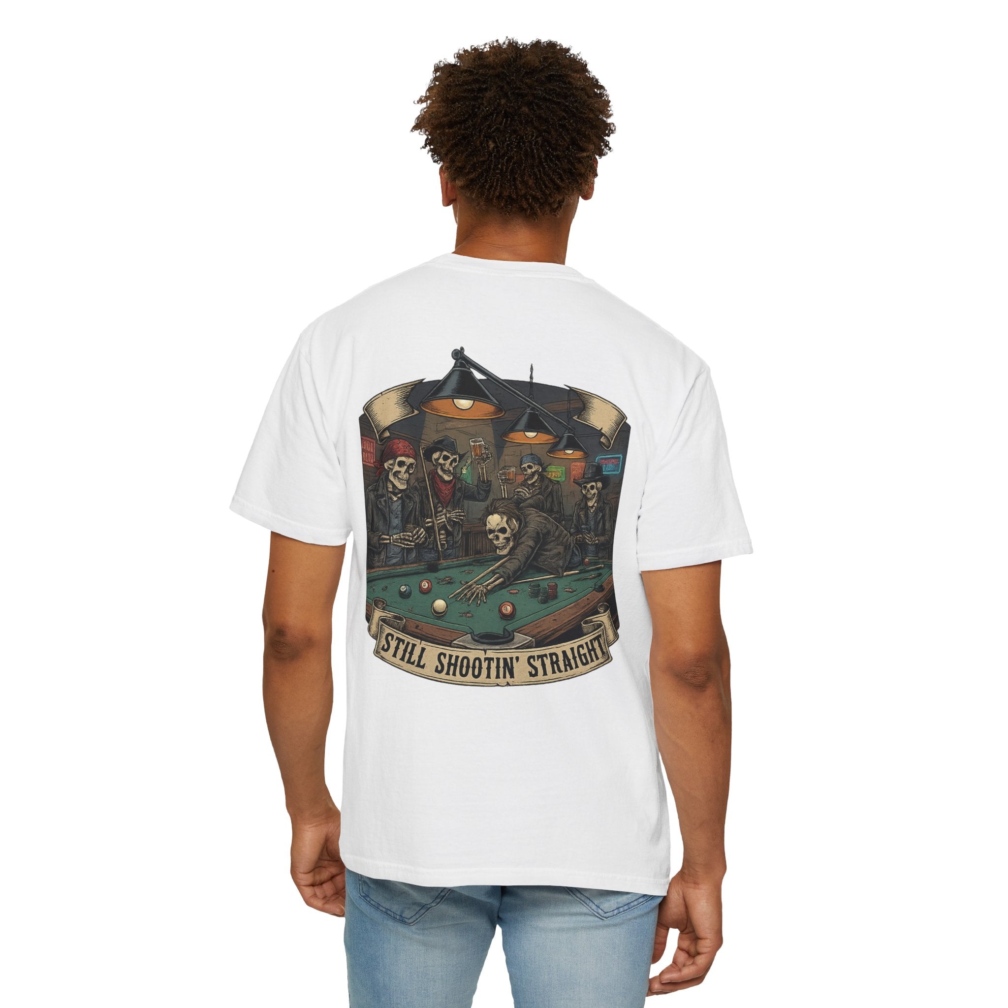 Still Shootin' Straight Pool Skeleton Comfort Colors Tee