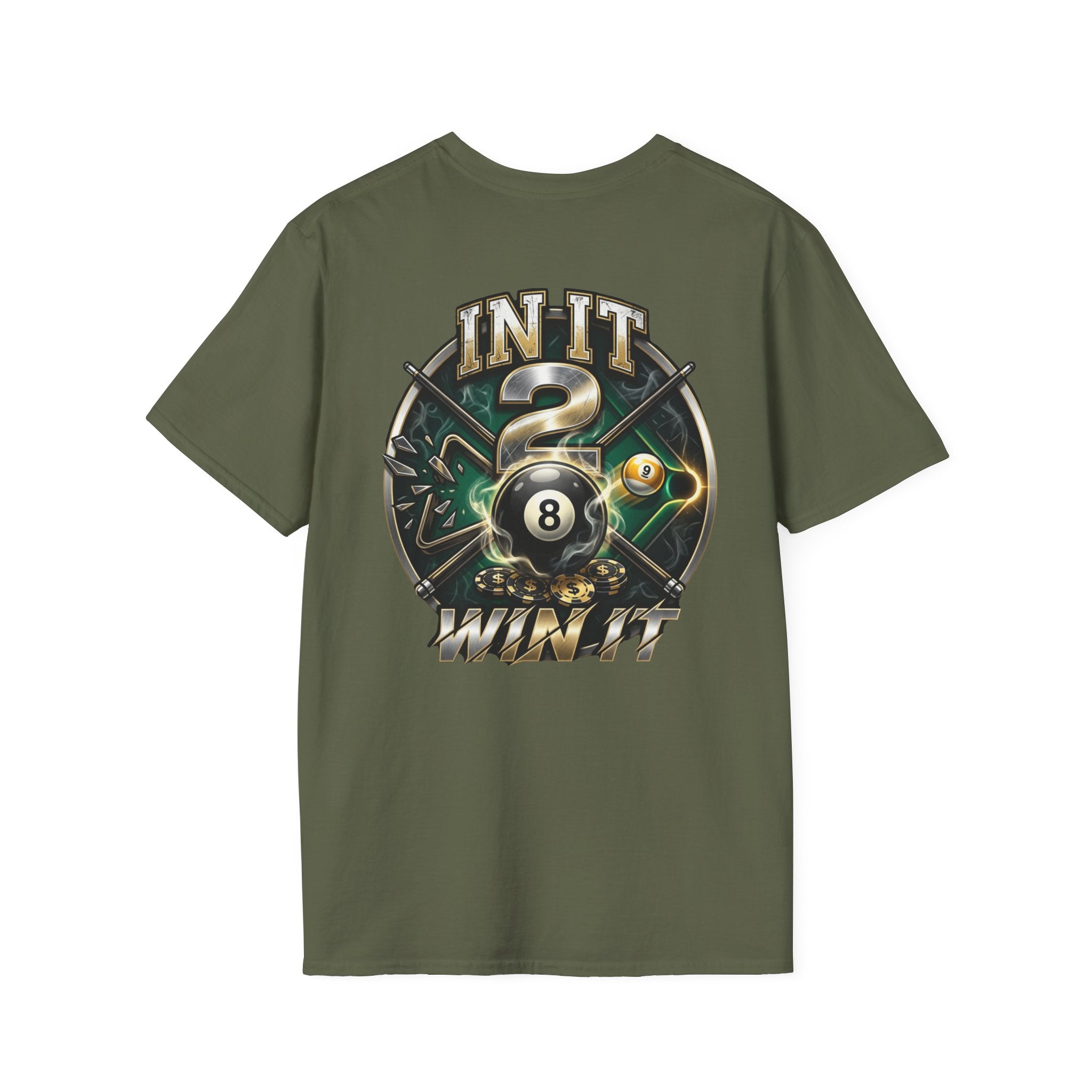 In It 2 Win It Billiards T-Shirt | Lucky 8 Ball & 9 Ball Pool Player Graphic Tee | Front & Back Print