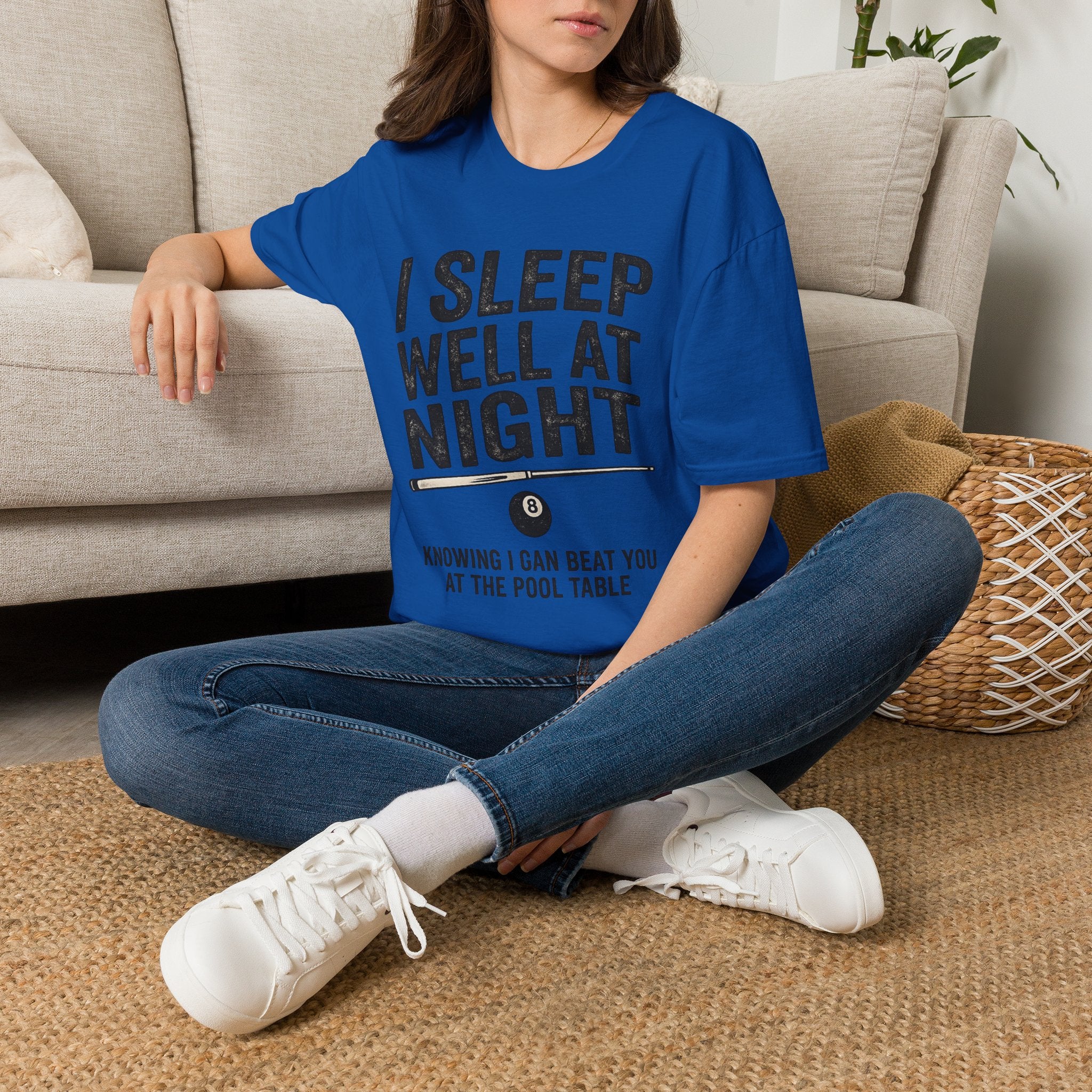 I Sleep Well at Night Funny Billiards T-Shirt – Pool Player 8 Ball Graphic Tee