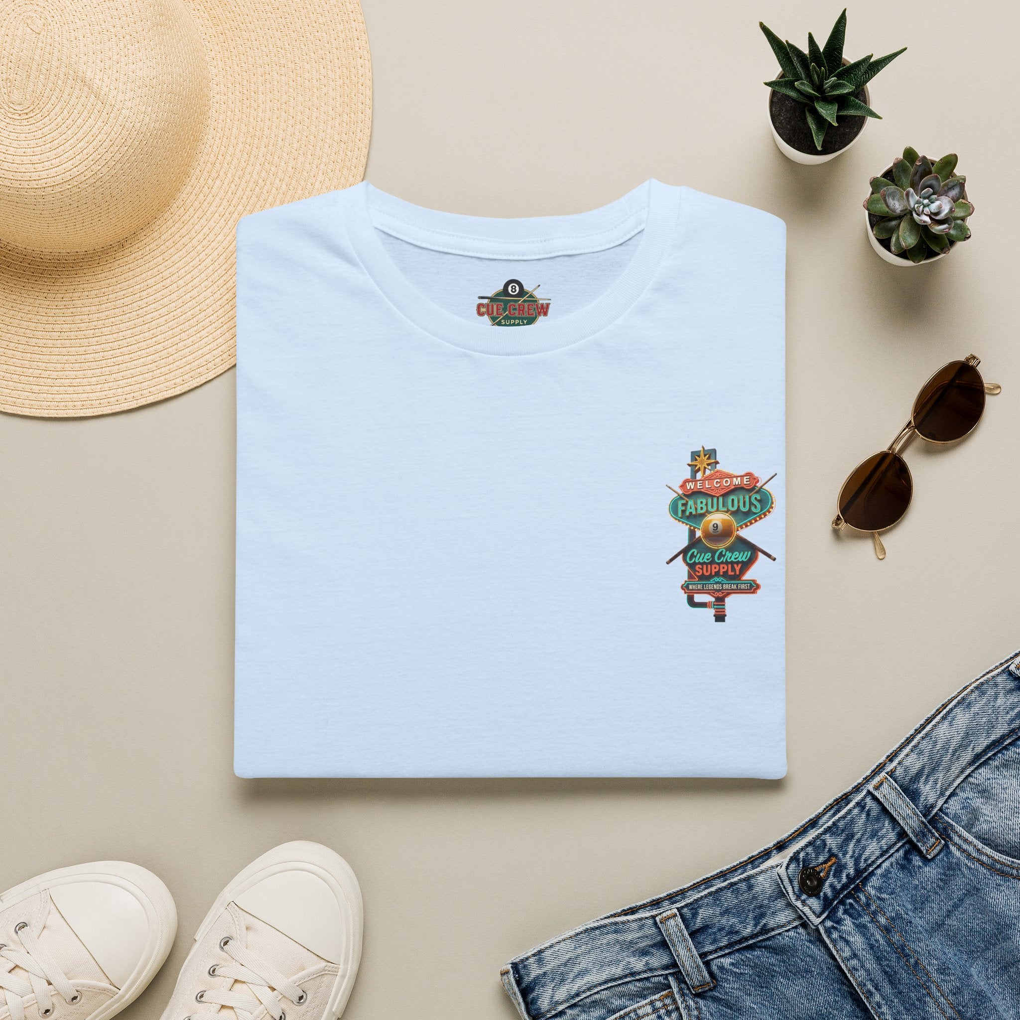 Welcome to Fabulous Cue Crew Supply Billiards T-Shirt | Las Vegas Pool Player Graphic Tee | Front & Back Print