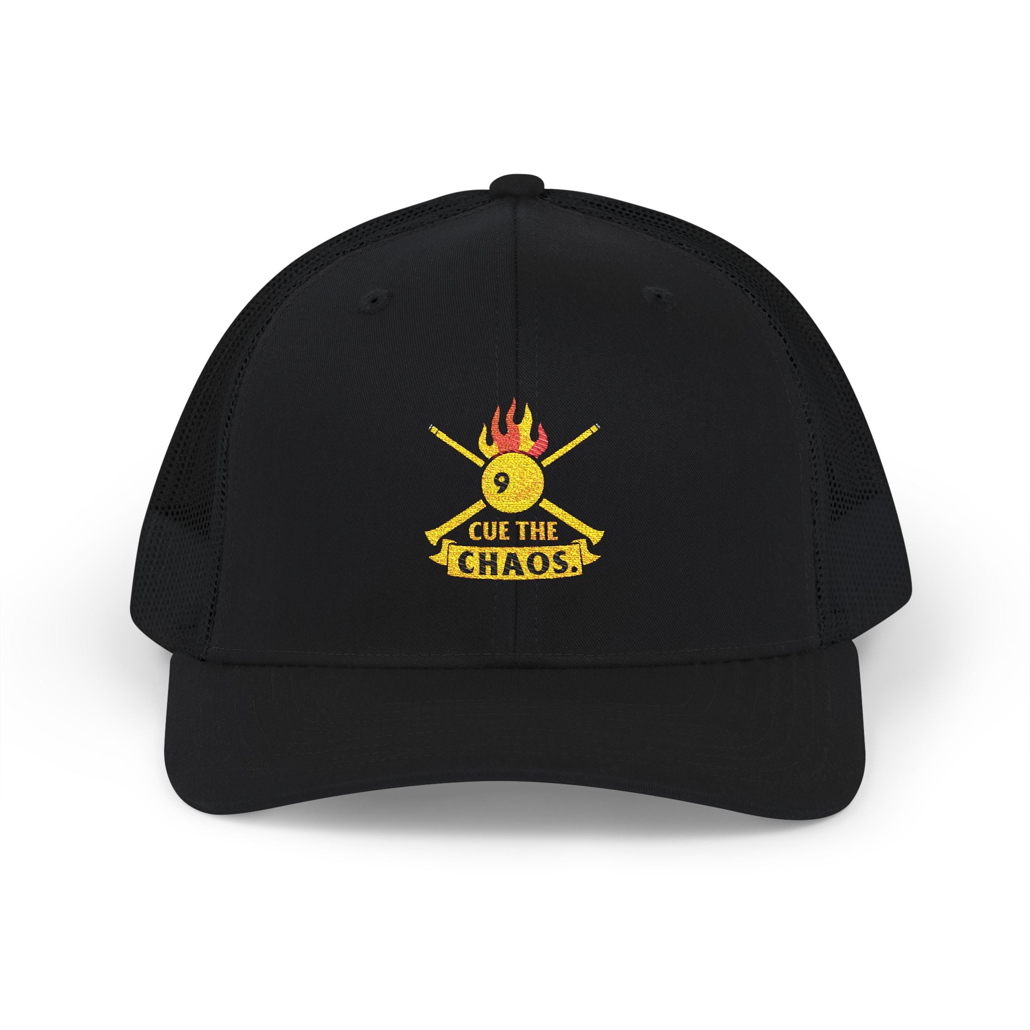 Cue the Chaos Billiards Embroidered Richardson Trucker Hat