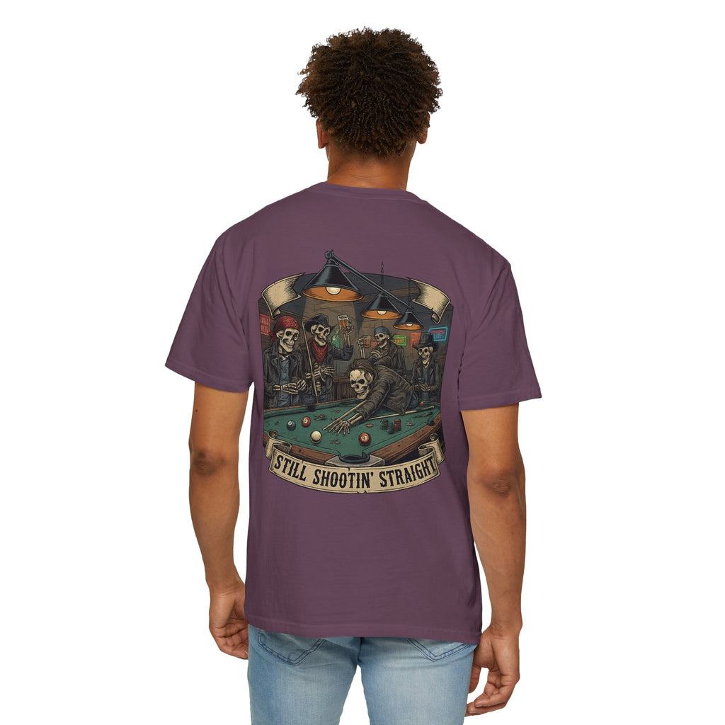 Still Shootin' Straight Pool Skeleton Comfort Colors Tee