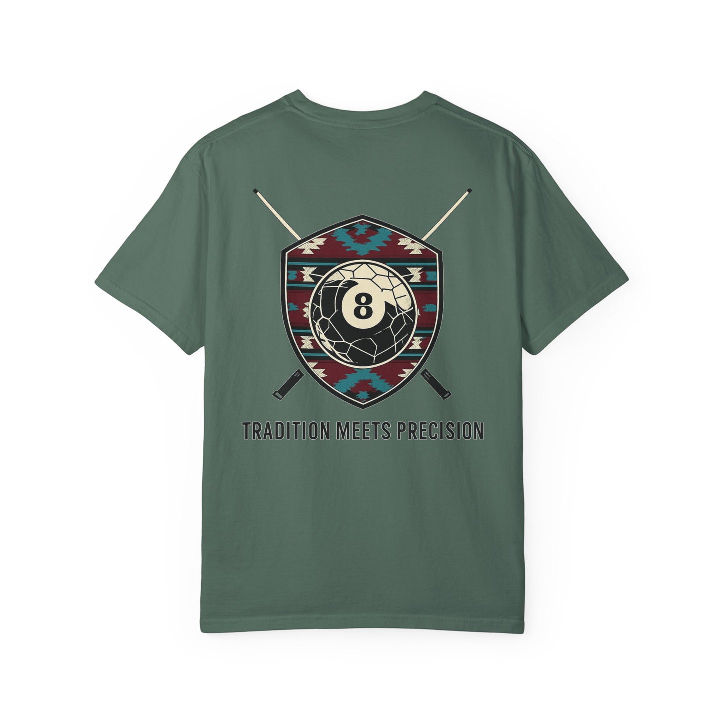 Tradition Meets Precision Pool 8-Ball Crest Comfort Colors Tee