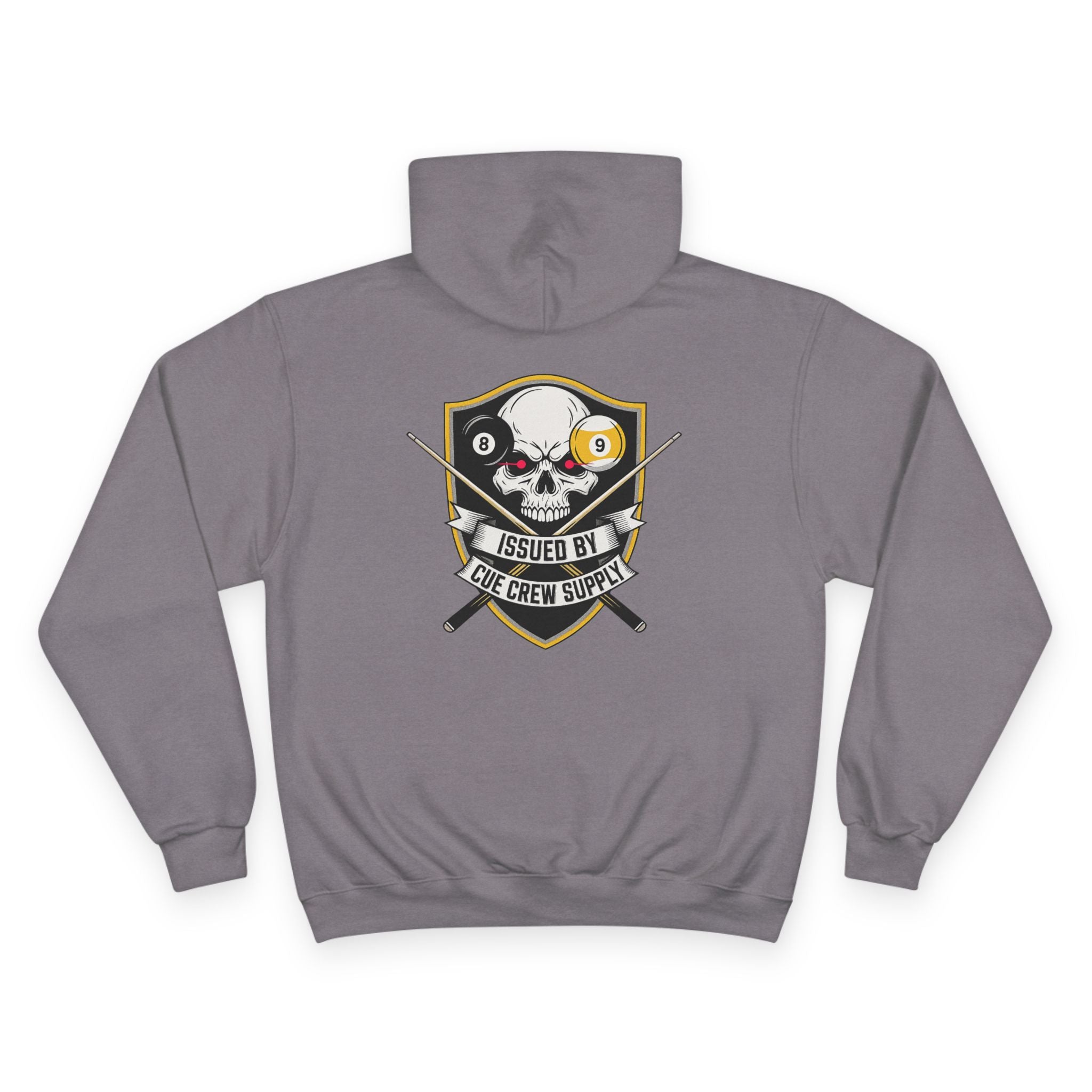 Issued By Cue Crew Supply Skull Billiards Champion Hoodie