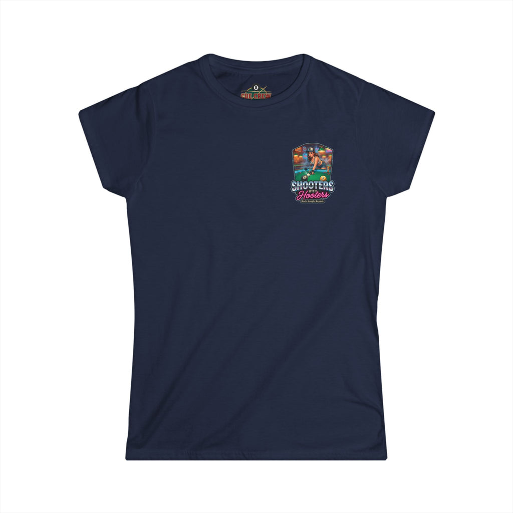 Shooters With Hooters Women's Billiards T-Shirt – Funny Pool Player Graphic Tee | Front & Back Print