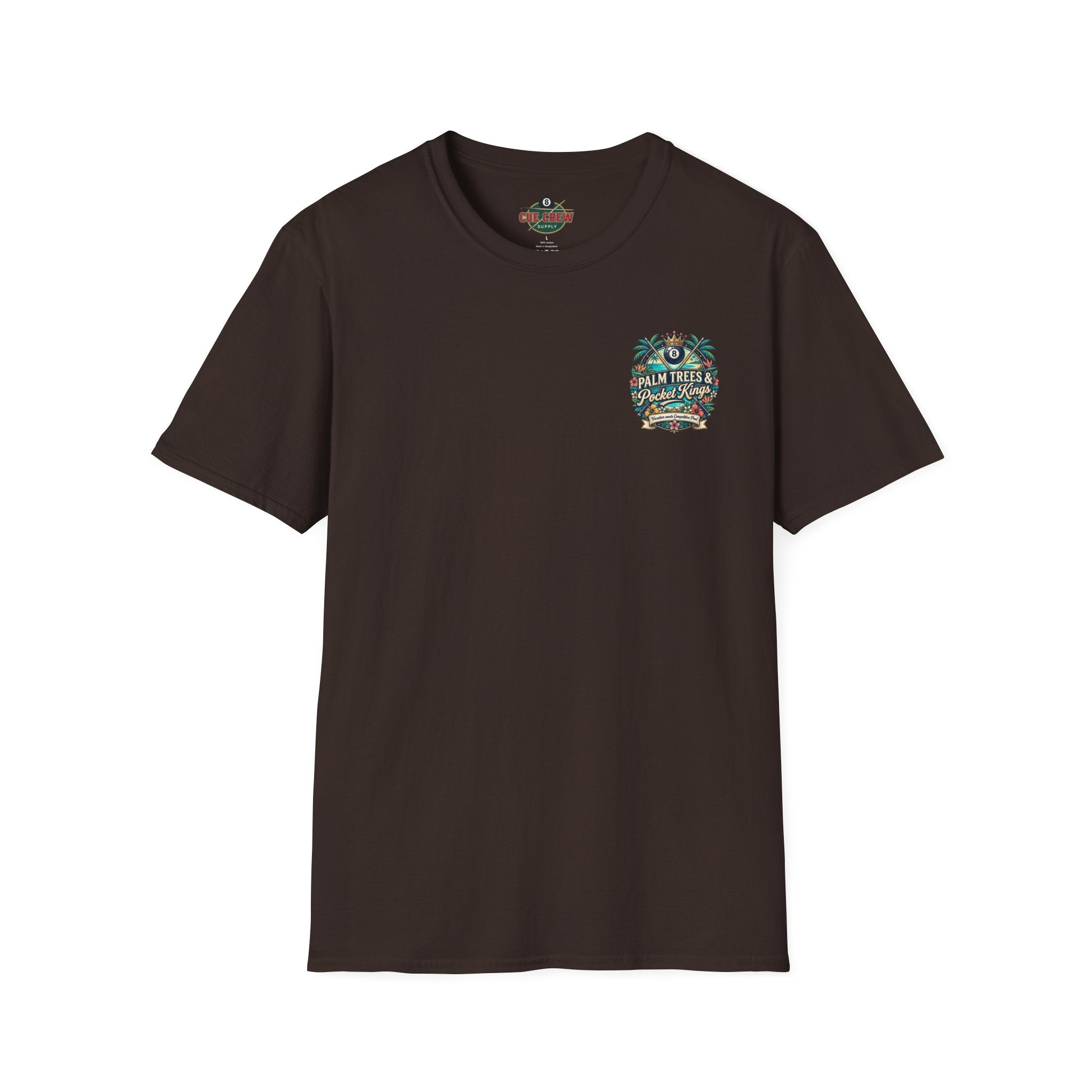 Palm Trees & Pocket Kings Billiards T-Shirt | Tropical Pool Player Graphic Tee | Vacation Pool Hall Shirt | Front & Back Print
