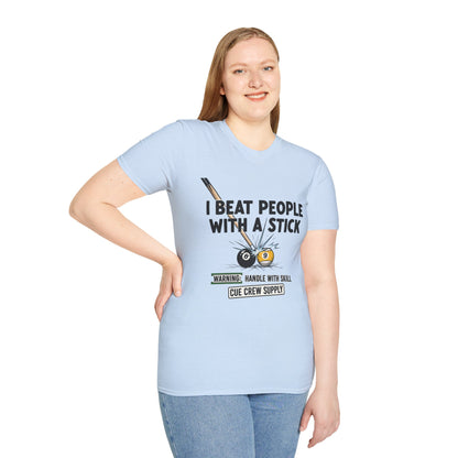 I Beat People With A Stick Funny Billiards Core Line Gildan Tee