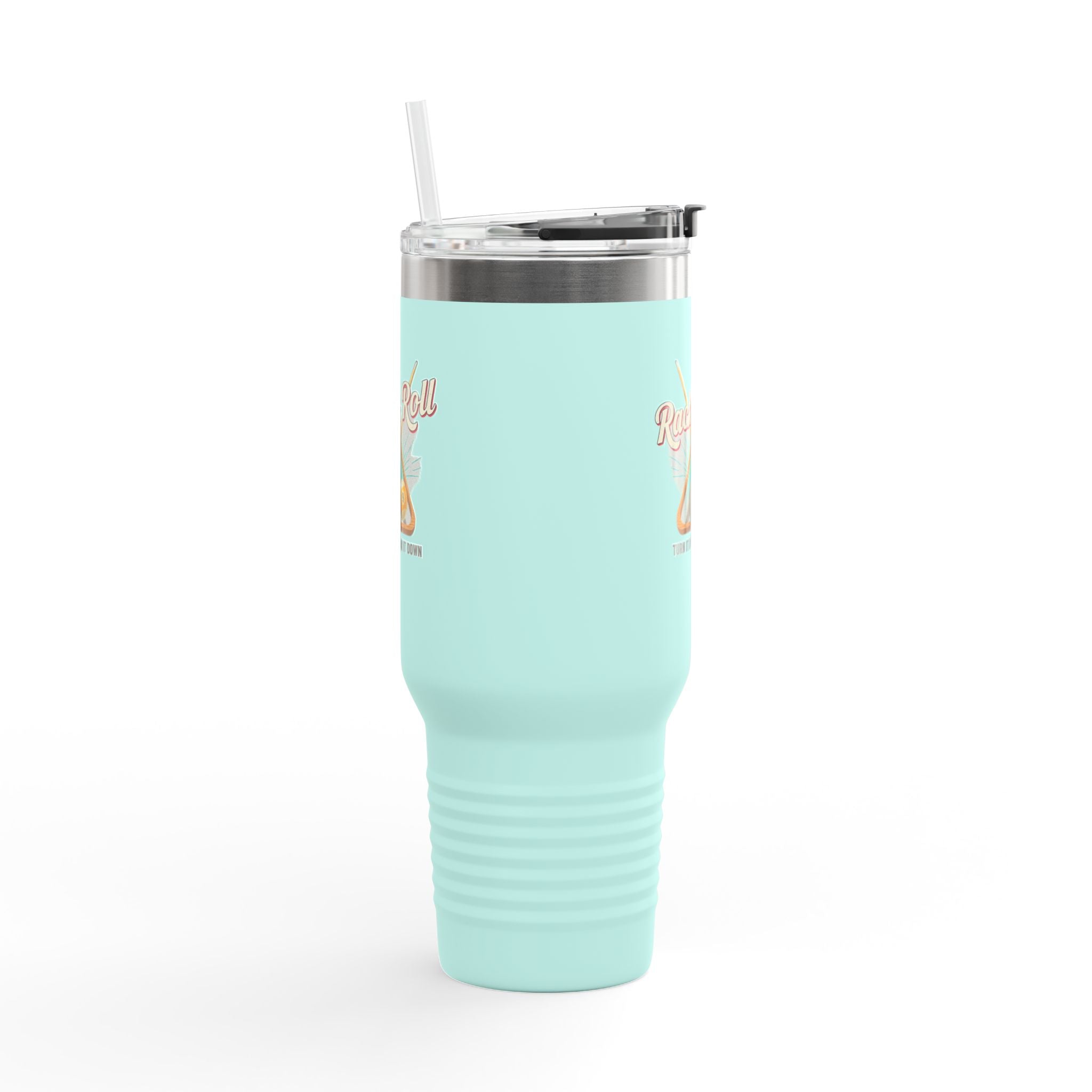 Rack & Roll v2 40oz Insulated Travel Mug – Pool Cue Billiards Design,