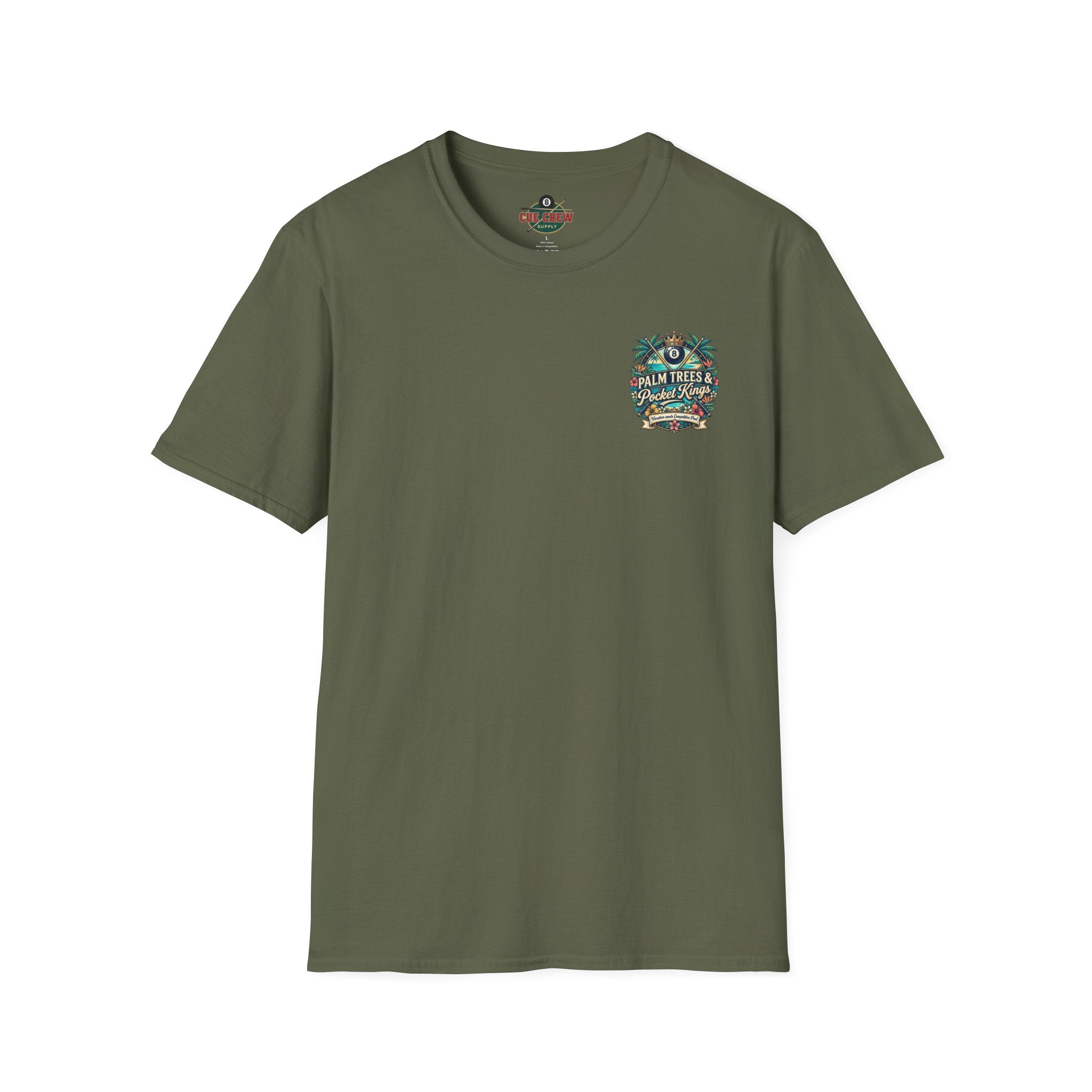 Palm Trees & Pocket Kings Billiards T-Shirt | Tropical Pool Player Graphic Tee | Vacation Pool Hall Shirt | Front & Back Print