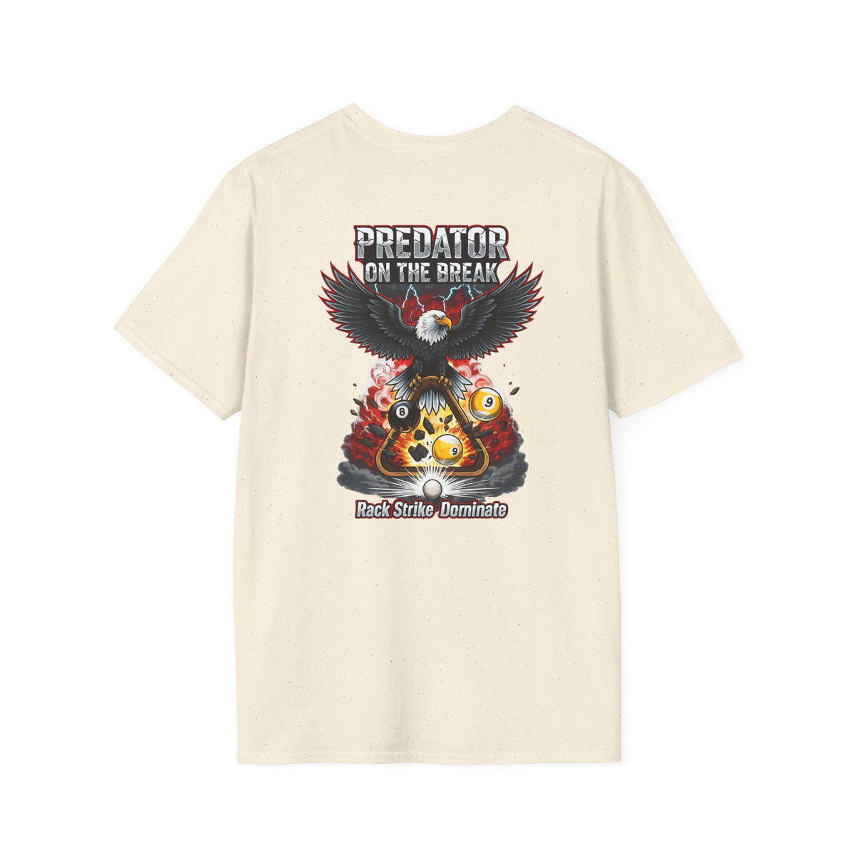 Predator on the Break Billiards T-Shirt | Eagle Pool Player Graphic Tee | Rack Strike Dominate | Front & Back Print