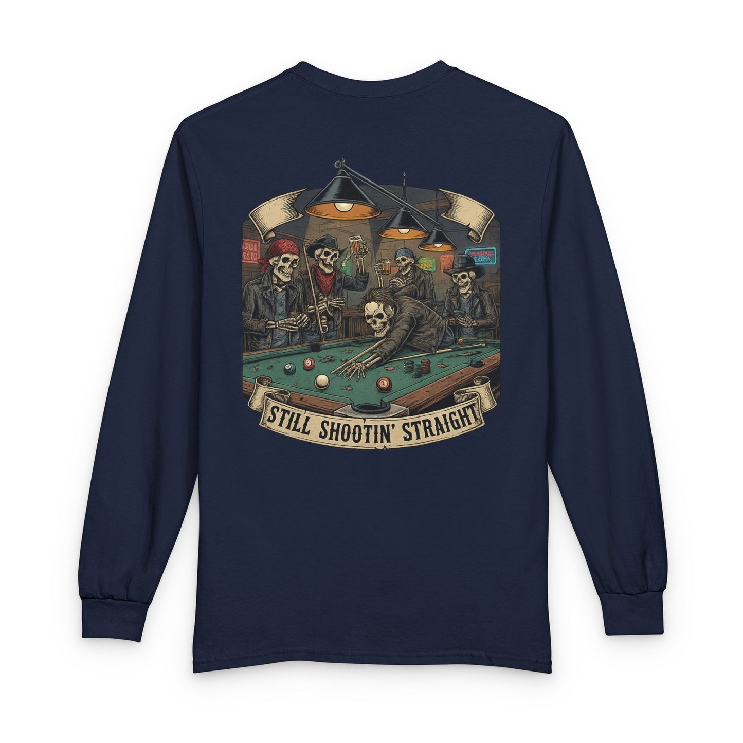Still Shootin’ Straight Billiards Gildan Long Sleeve Tee