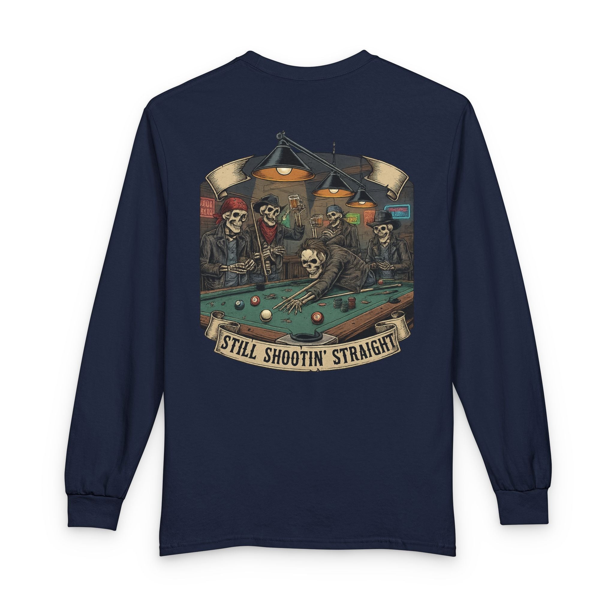 Still Shootin’ Straight Billiards Gildan Long Sleeve Tee