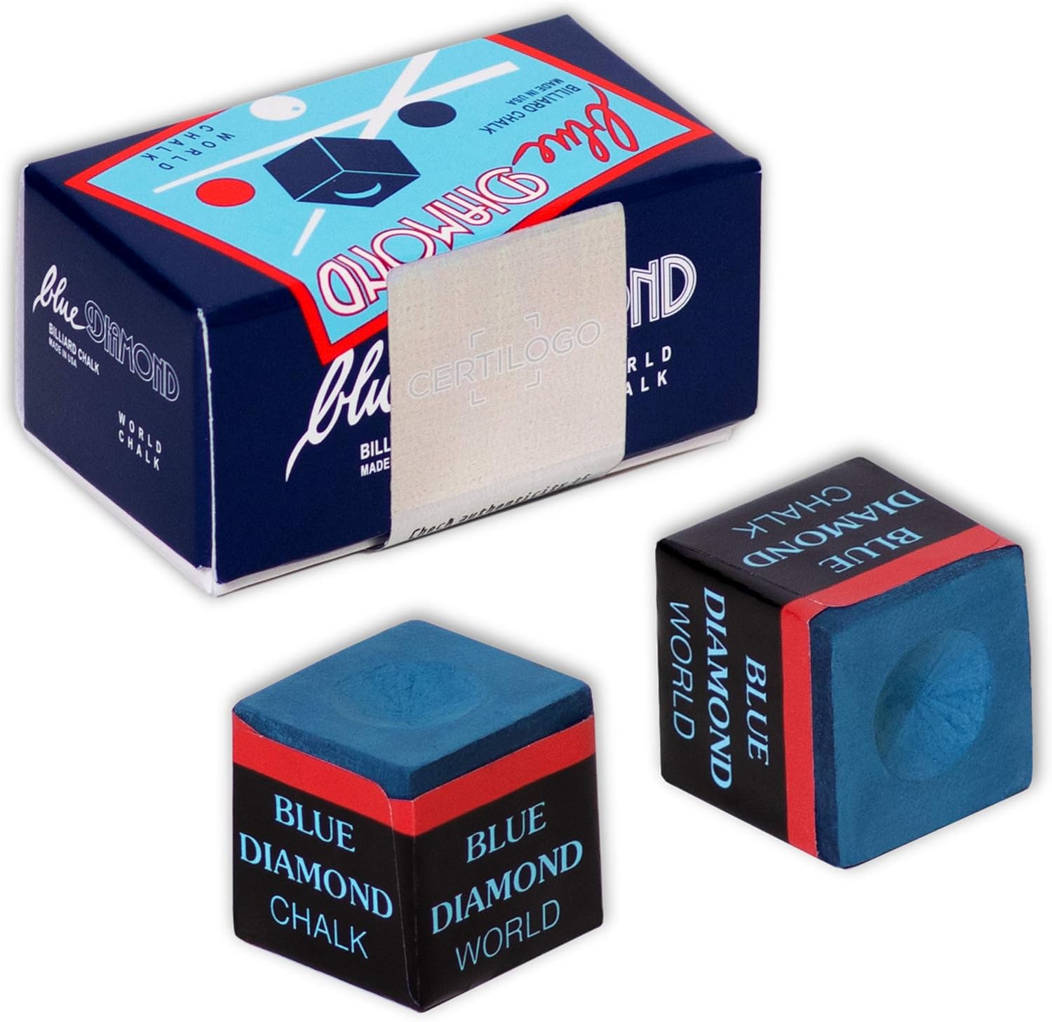 Blue Diamond Billiard Chalk W/Certilogo Protection 2 Pcs