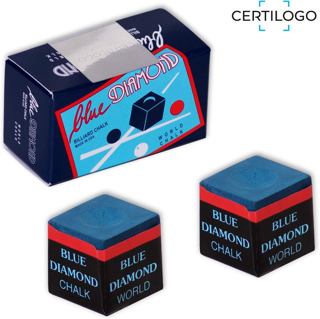 Blue Diamond Billiard Chalk W/Certilogo Protection 2 Pcs