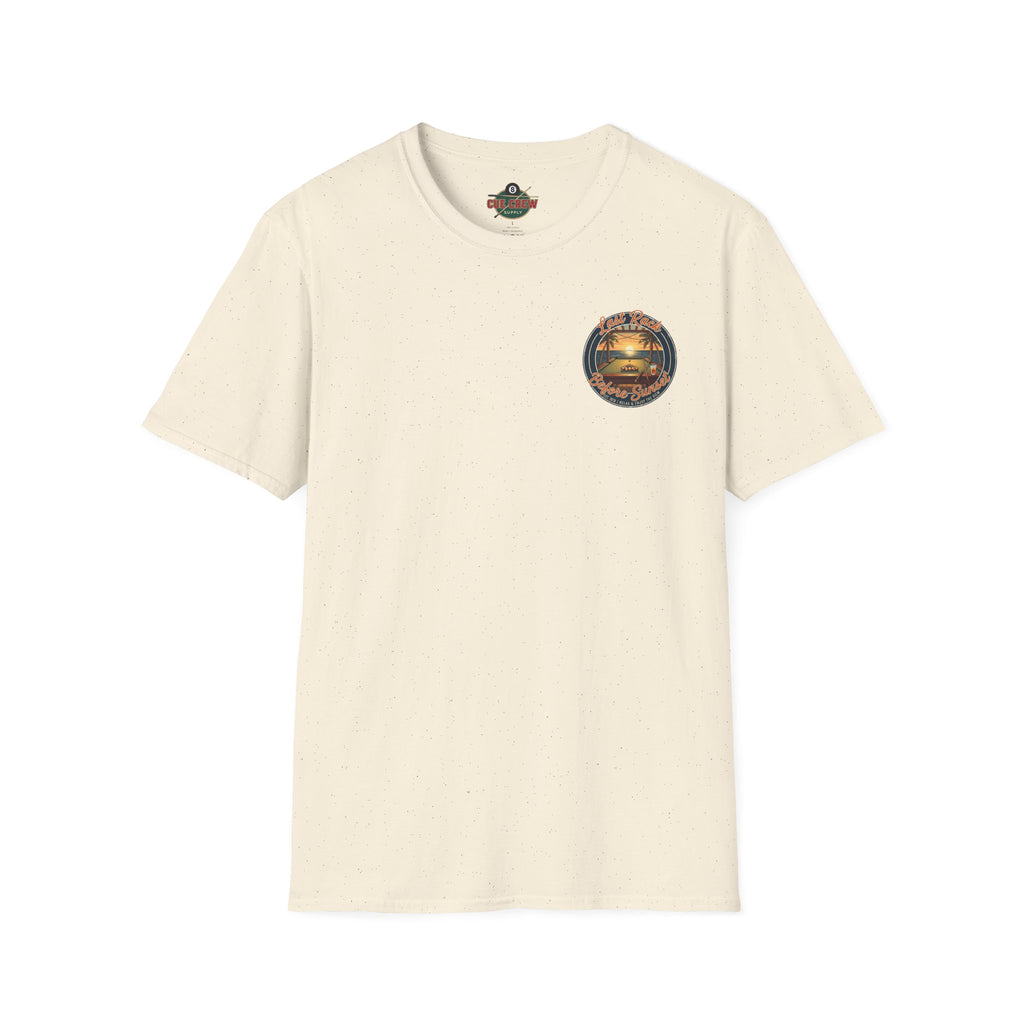 Last Rack Before Sunset Billiards T-Shirt | Tropical Pool Player Beach Graphic Tee | Front & Back Print