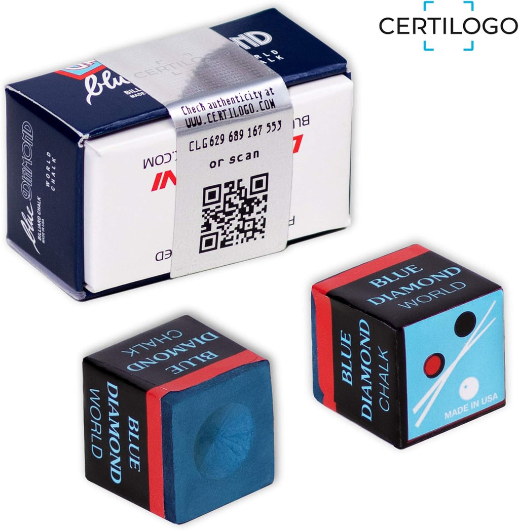 Blue Diamond Billiard Chalk W/Certilogo Protection 2 Pcs