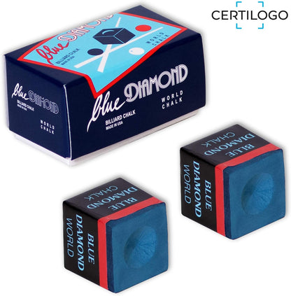 Blue Diamond Billiard Chalk W/Certilogo Protection 2 Pcs