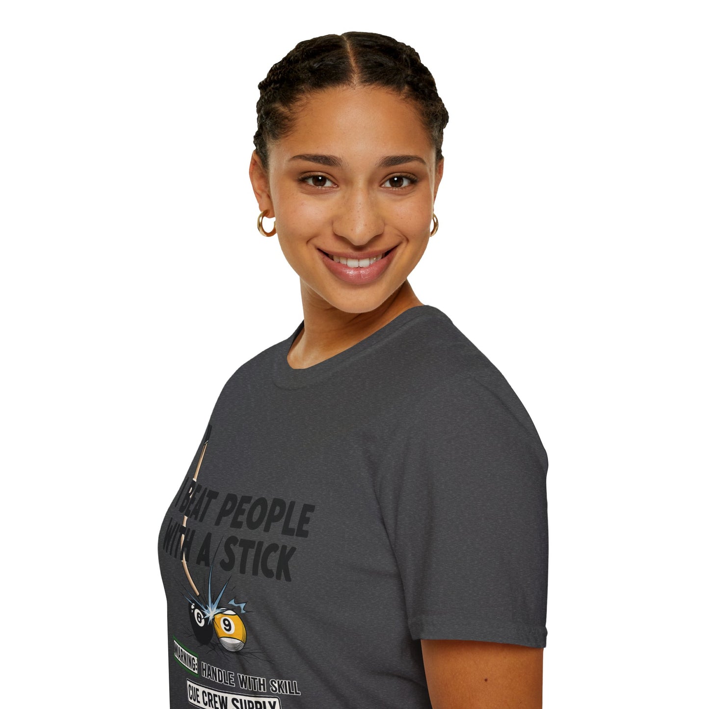 I Beat People With A Stick Funny Billiards Core Line Gildan Tee