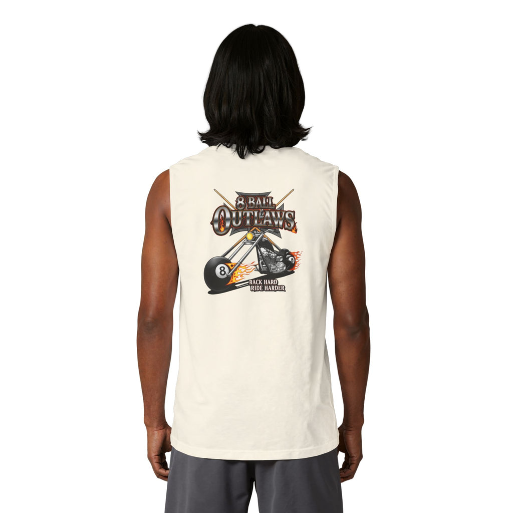 8 Ball Outlaws Unisex Muscle Tank – Rack Hard Ride Harder Biker Pool Player Sleeveless Shirt | Cue Crew Supply