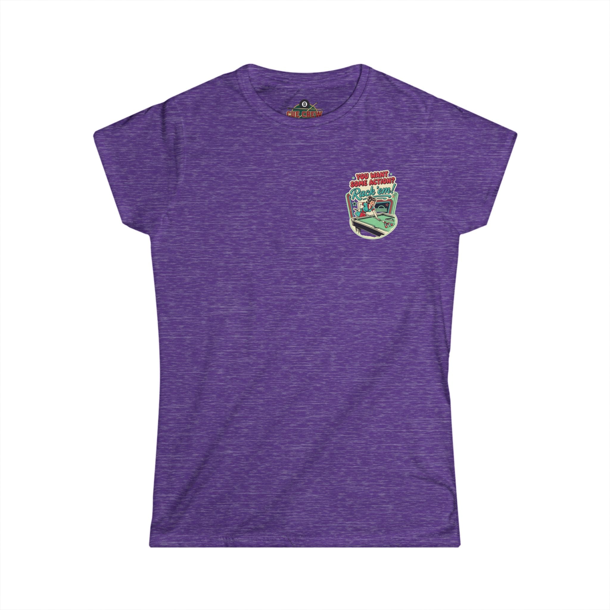 You Want Some Action? Rack ’Em Women’s Billiards T-Shirt – Retro Pool Player Graphic Tee