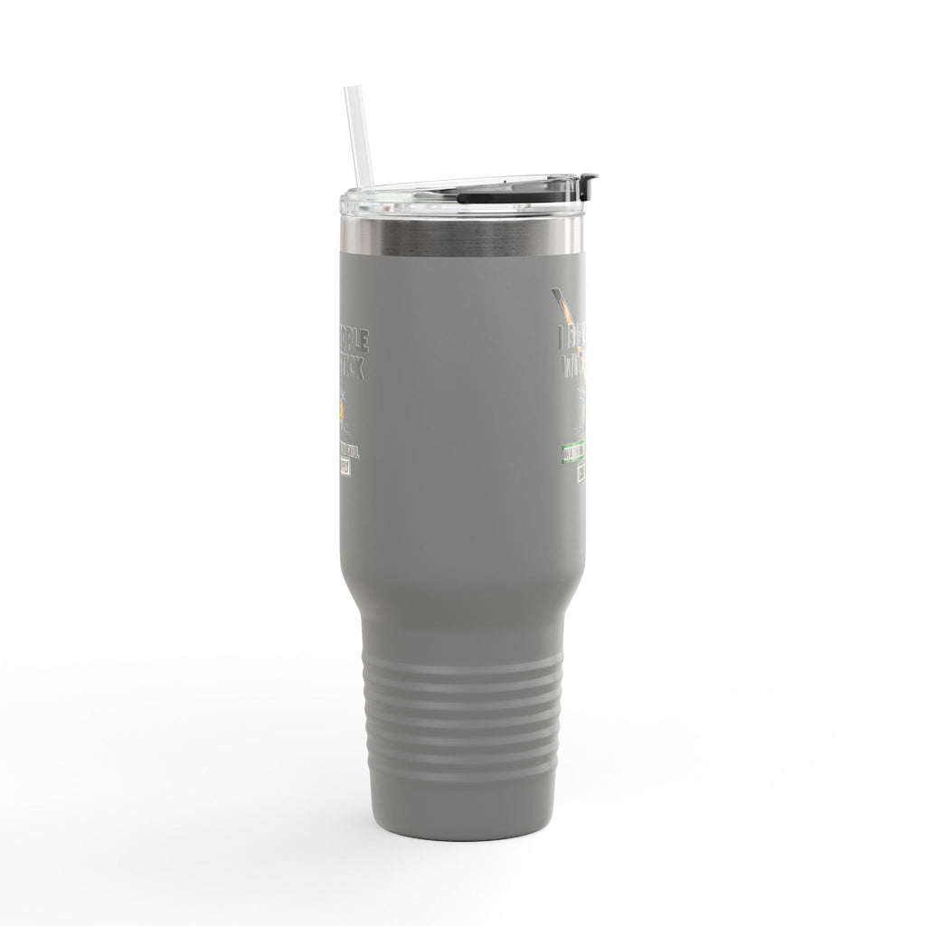 I Beat People With a Stick” Billiards Cue Crew Funny 40 oz. Tumbler