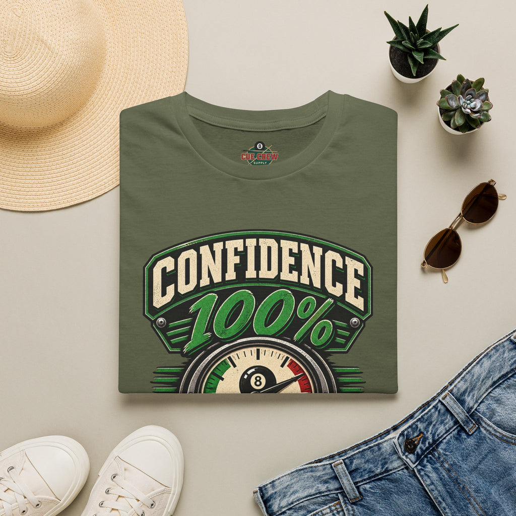 Confidence 100% Accuracy Pending – Funny Billiards T-Shirt – Pool Player Tee