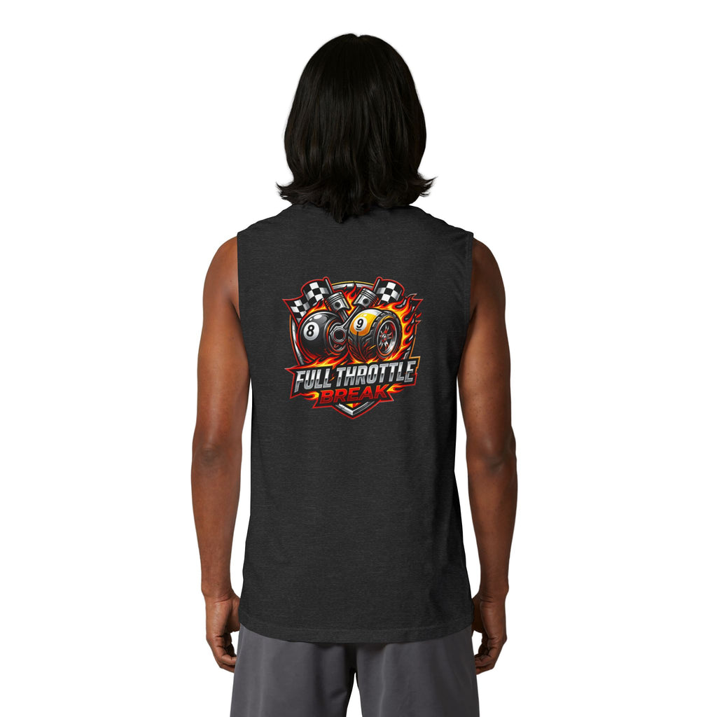 Full Throttle Break Unisex Muscle Tank | Hot Rod 8 Ball & 9 Ball Pool Player Sleeveless Shirt | Cue Crew Supply